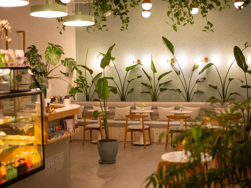 木のぬくもりのある Cafe Mulberry の店内